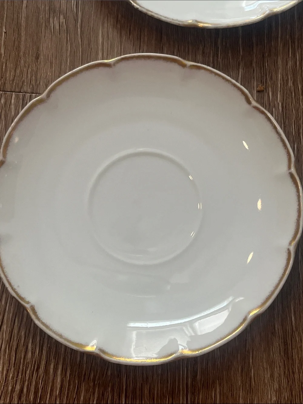 Vintage Victoria Austria White Porcelain Saucer with Gold Trim - Pack of 4